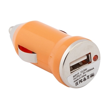 Автомобильное зарядное устройство "LP" с USB выходом 1А (оранжевый, европакет)