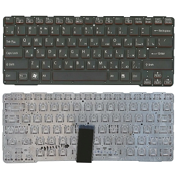 Клавиатура для ноутбука Sony Vaio SVE14A, SVE14A2M6EW, SVE14A1C5E, SVE14A1M6EP, SVE14A1S6R, черная, без рамки