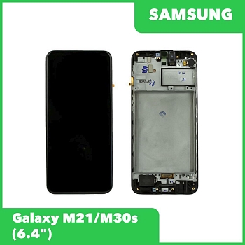 Дисплей для Samsung Galaxy M21, M30s SM-M307, M215 в сборе GH82-22509A в рамке (черный) 100% оригинал
